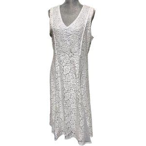 Reba white lace embroidered midi dress size XL